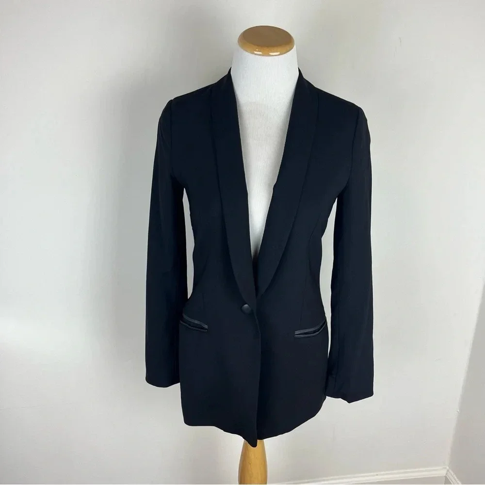 Vince Wool Button Front Blazer Jacket Black Size 2